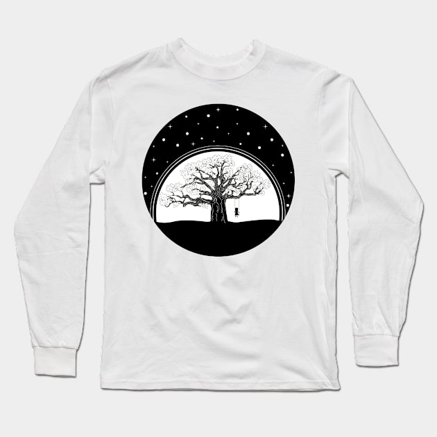 Lonely girl on swing Long Sleeve T-Shirt by AnnArtshock